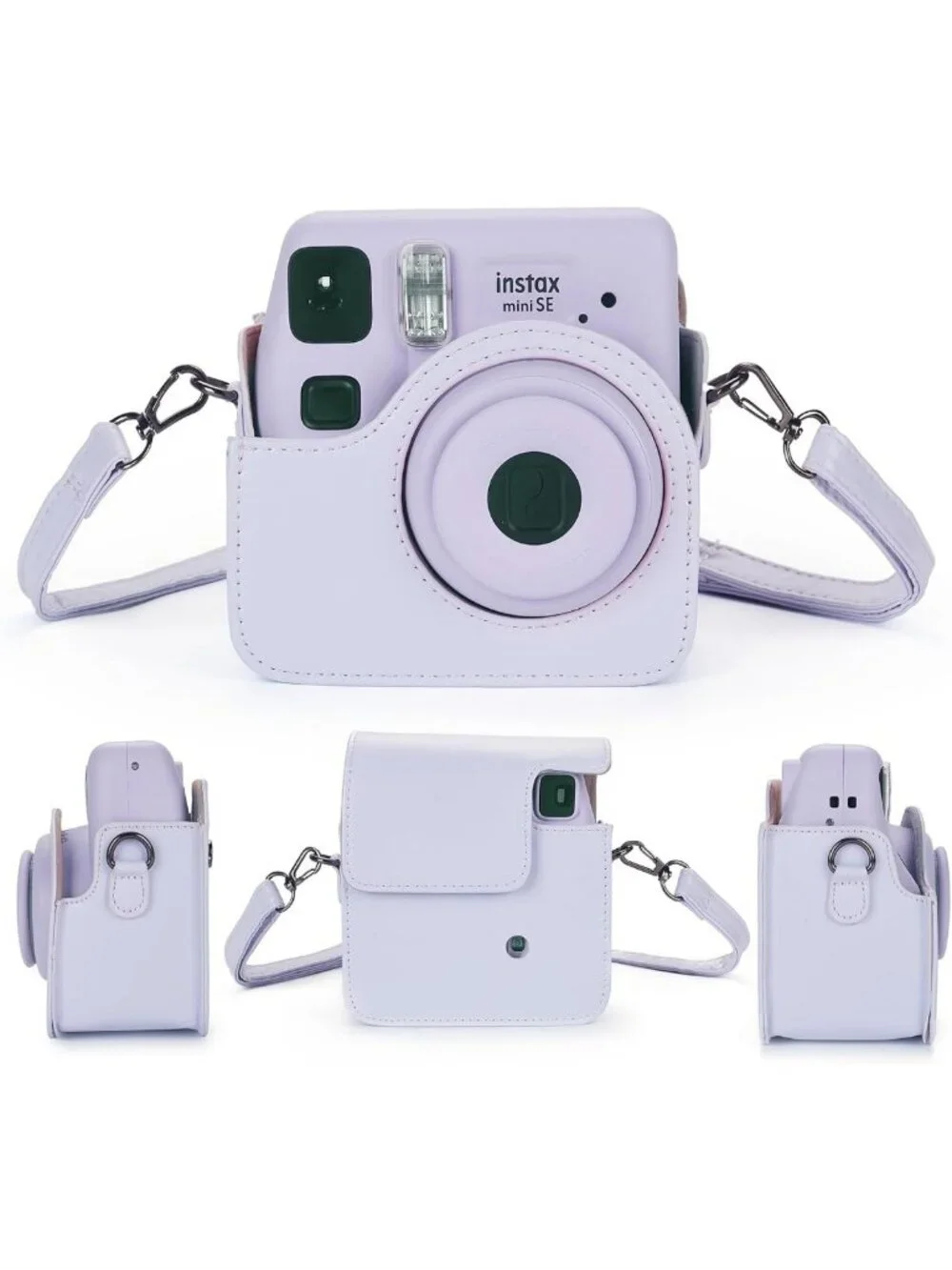 Mini Instant Camera Case - PU Leather Cover with Pocket & Adjustable Strap